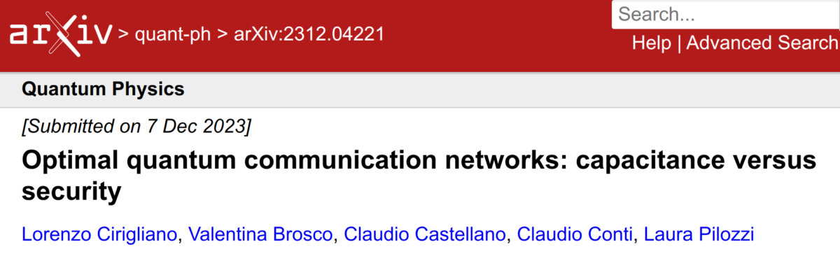 Optimal quantum communication networks: capacitance versus security